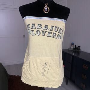 Harajuku Lovers Yellow Strapless Circus Size Medium Gwen Stefani y2k Tube Top